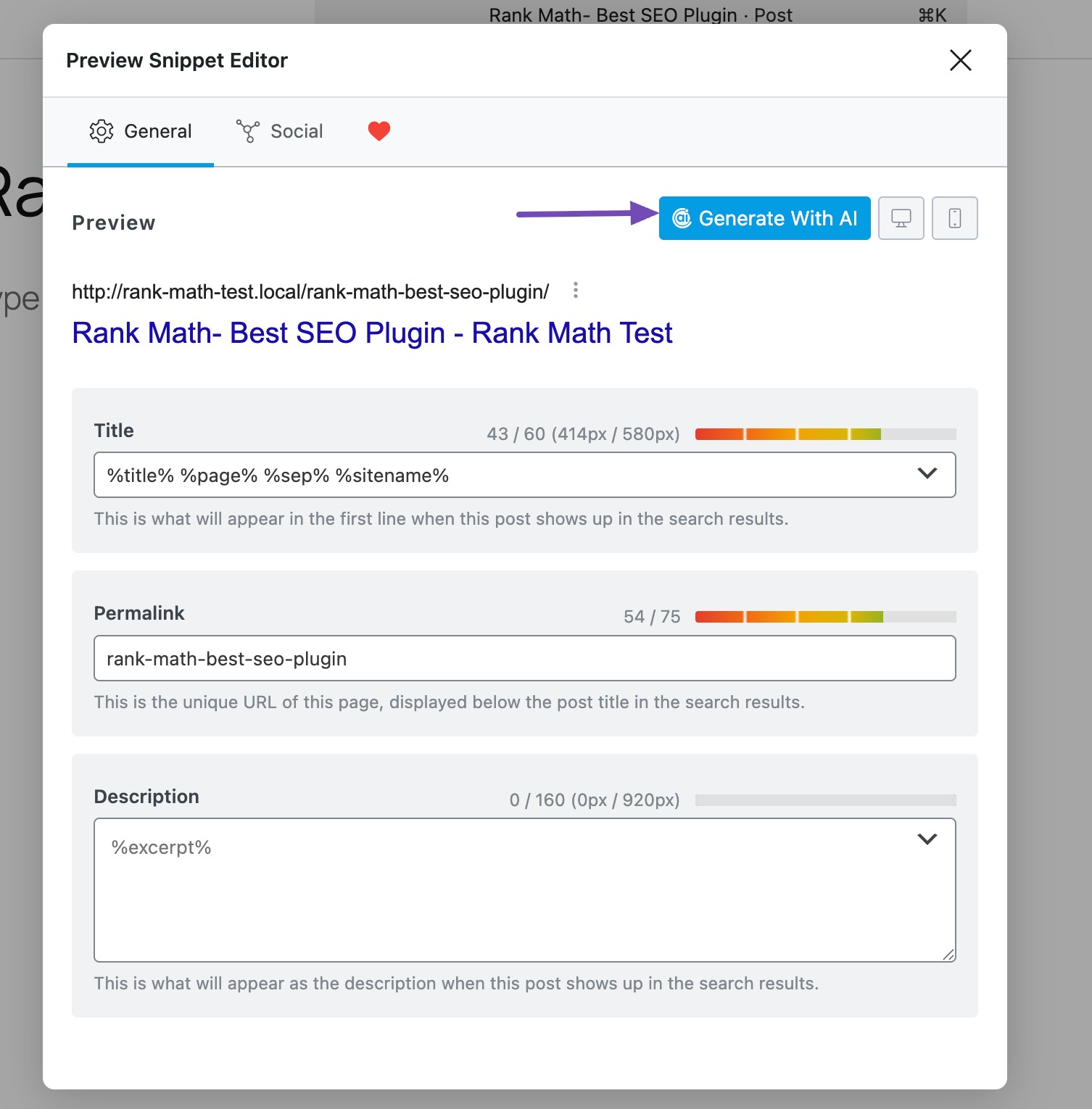 click Generate With AI option