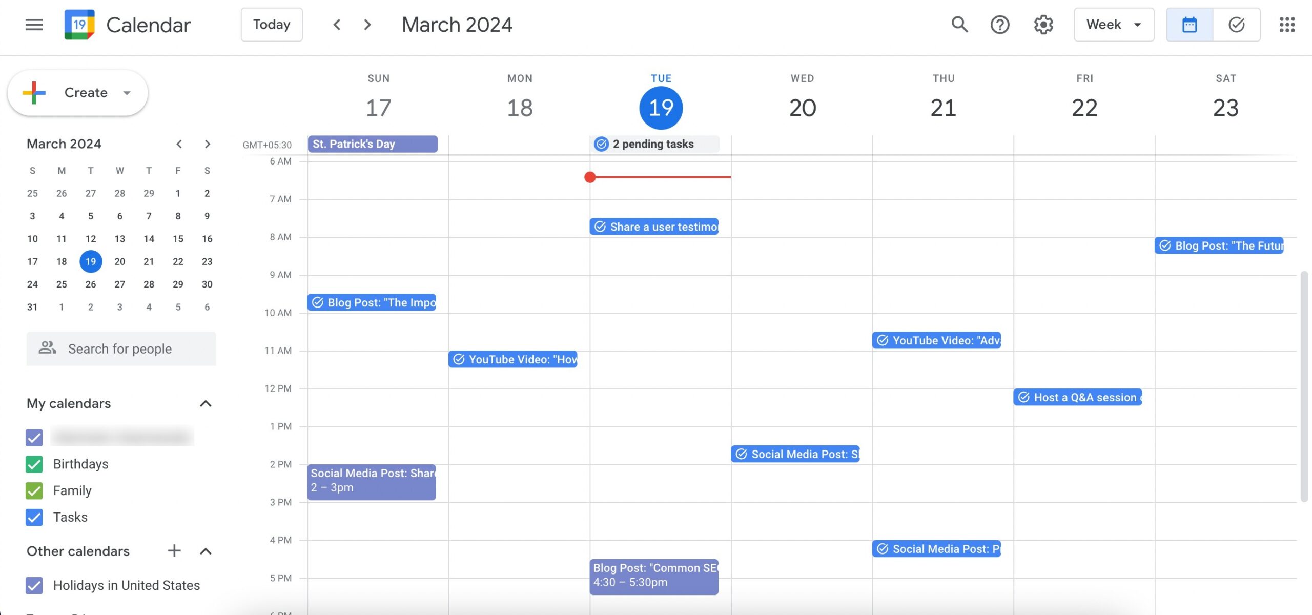 Google Calendar example