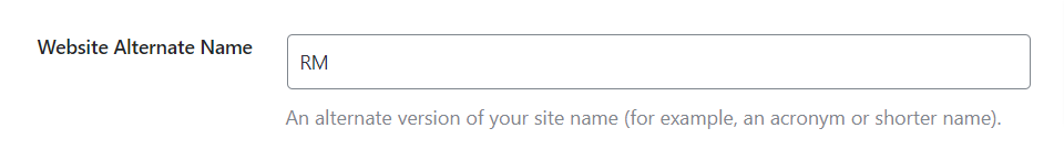 Website Alternative Name