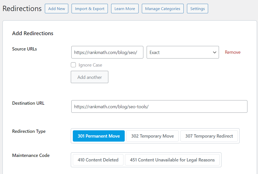 select 301 Permanent Move or 302 Temporary Move 