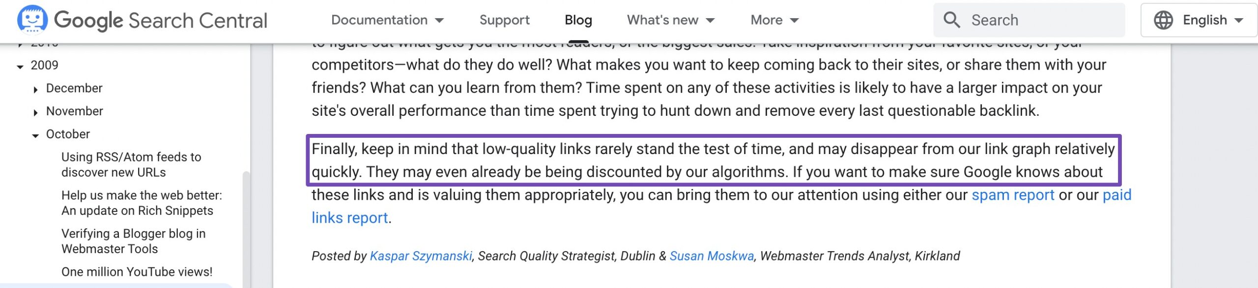 Low-quality links by Google guidelines