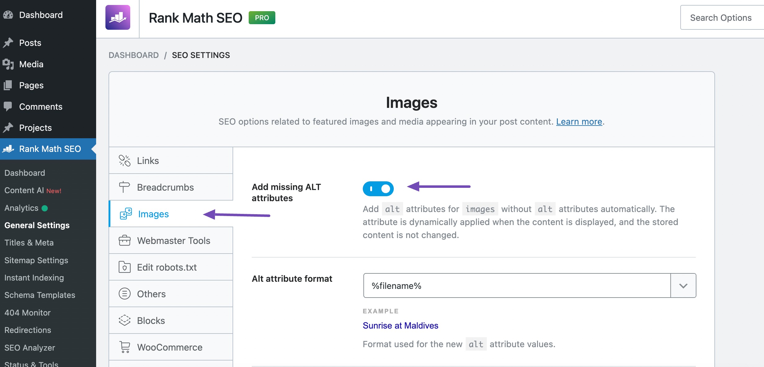SEO automation by adding missing alt text