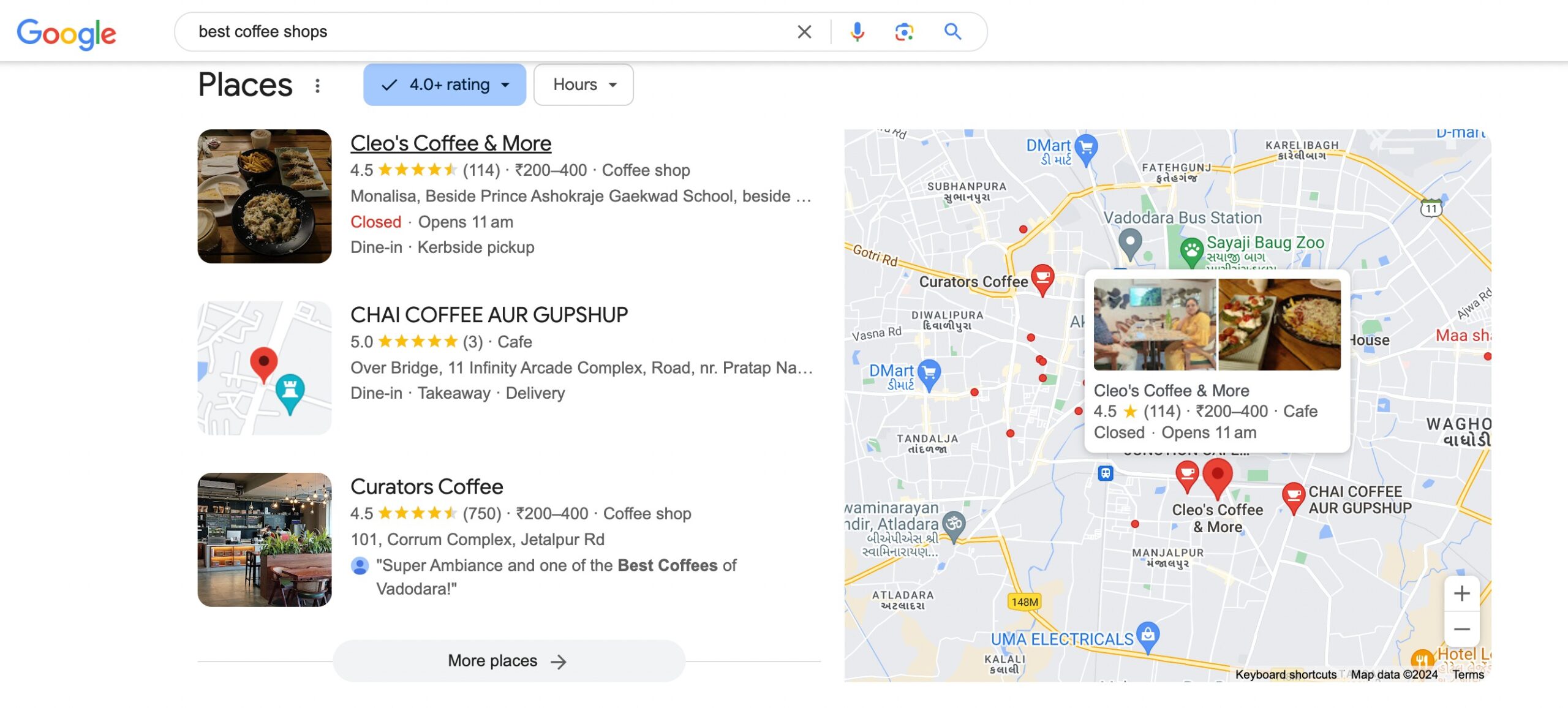 Business listing in SERPs
