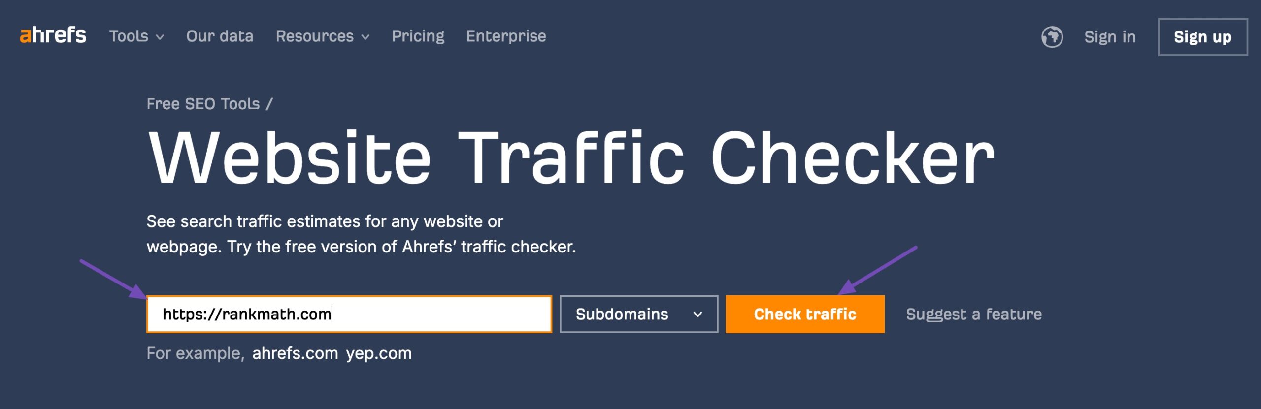 Ahrefs website traffic checker
