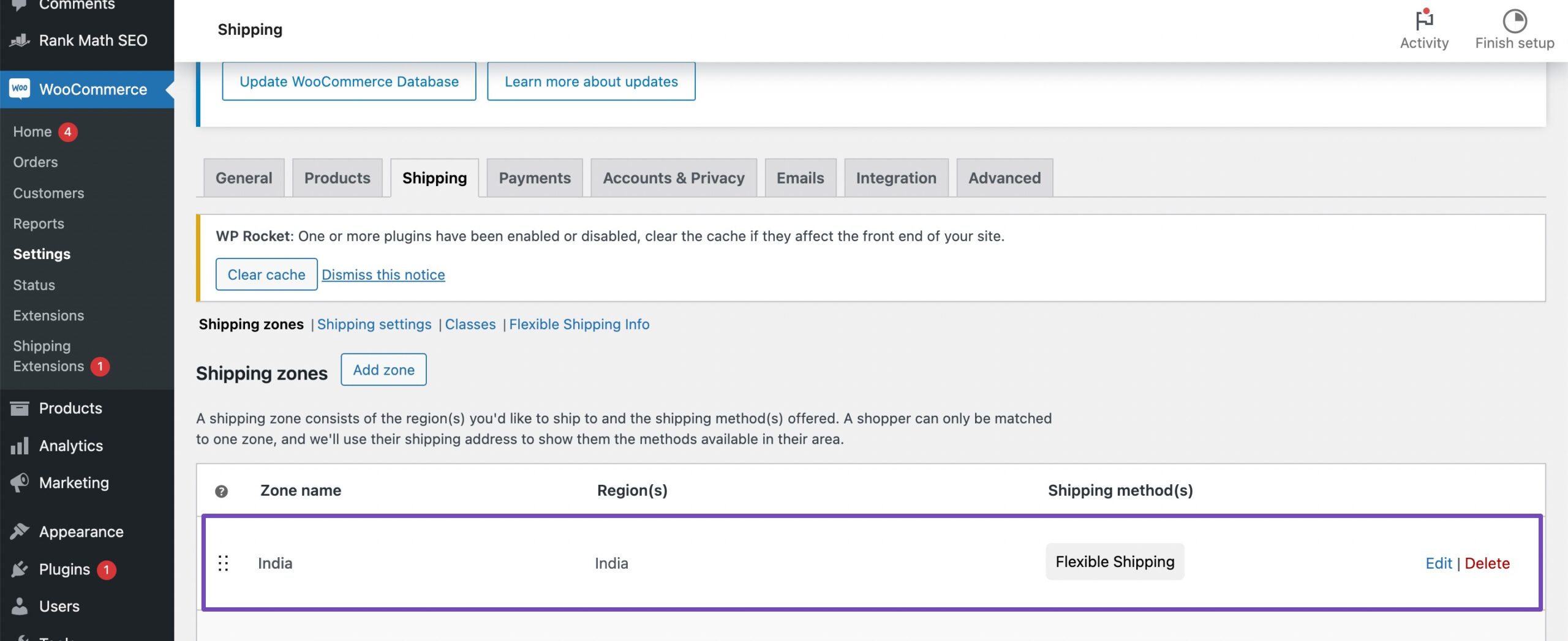 Shipping zones