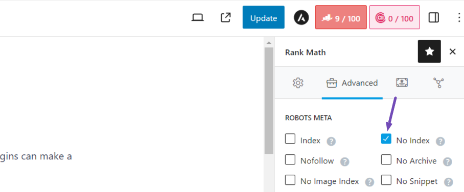 Remove unwanted urls from Google by implementing a noindex tag