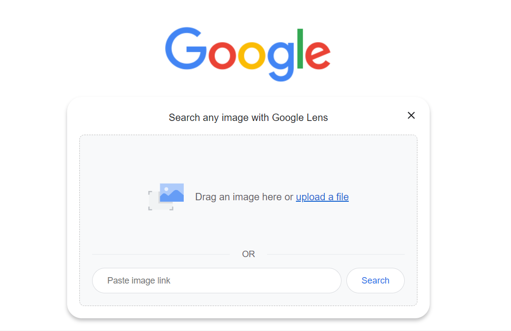 Google Lens upload a file option