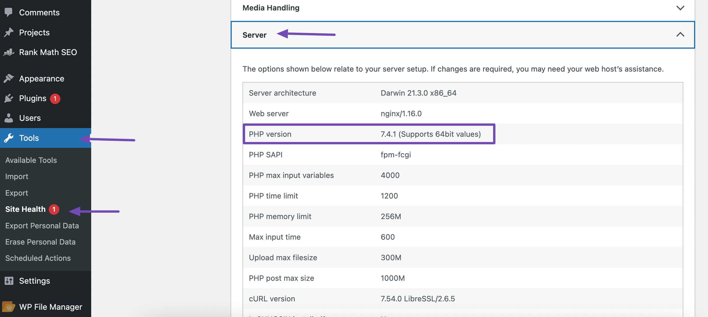 check the PHP version to fix slow-loading WordPress dashboard