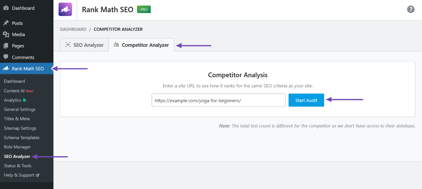 Competitor Analyzer in Rank Math