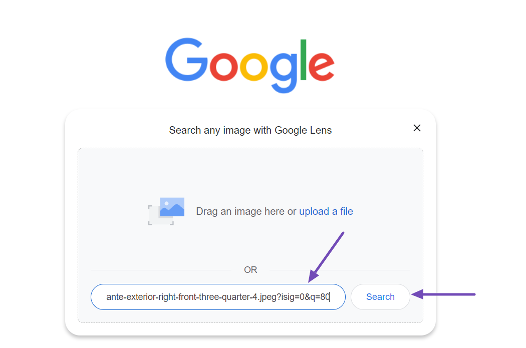 Pasting an image link on Google to do a reverse image search- Desktops