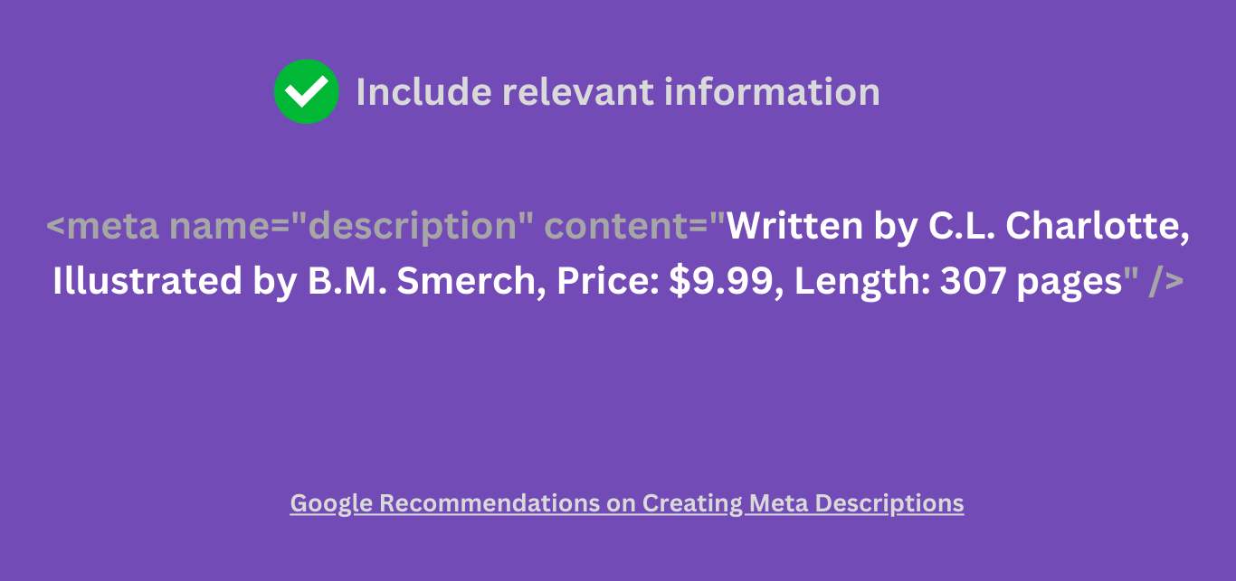 An illustration of a good meta description containing relevant information about a webpage.