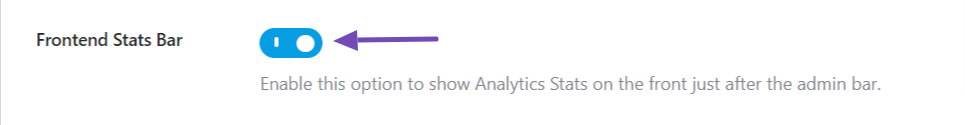 Enabling the Frontend Stats Bar option