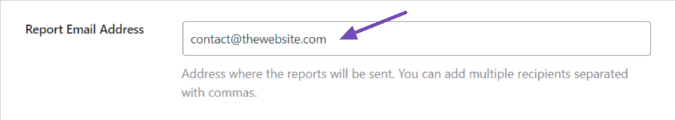 Report email address option