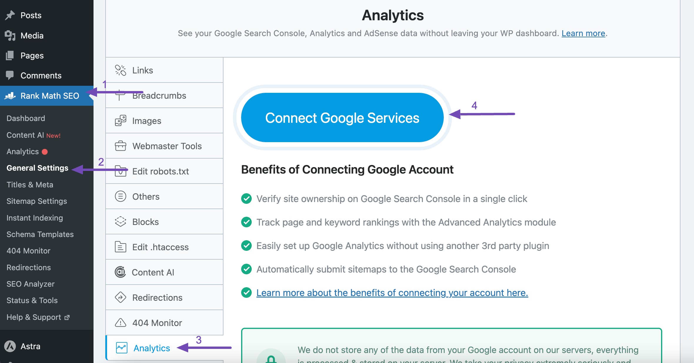 set up Google Analytics using Rank Math