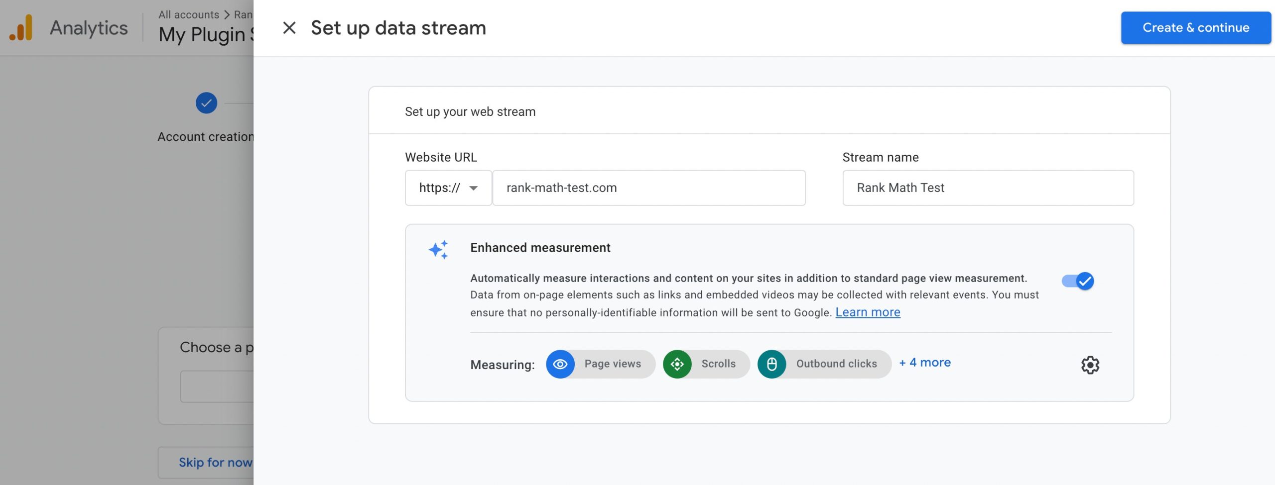 Set up data stream