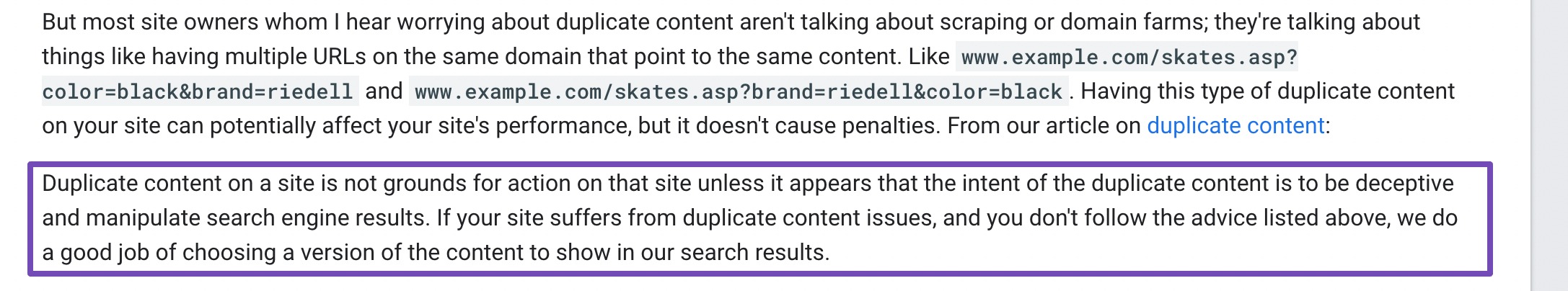 Google Guidelines on duplicate content