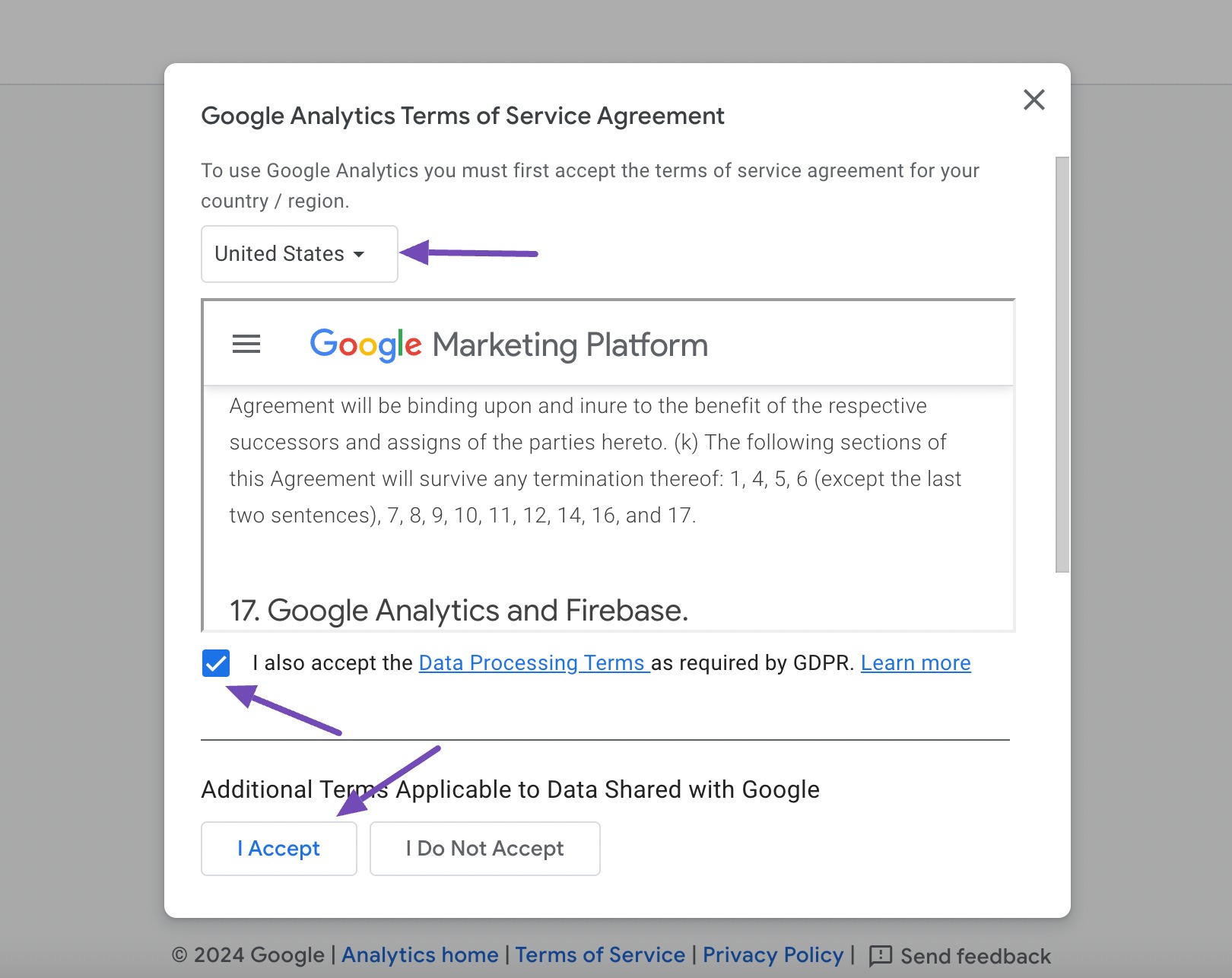 Google Analytics Terms of Service