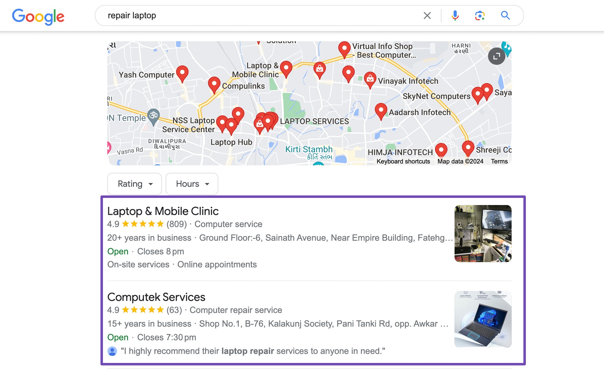 Google Business Profile example