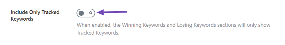 include only tracked keywods option