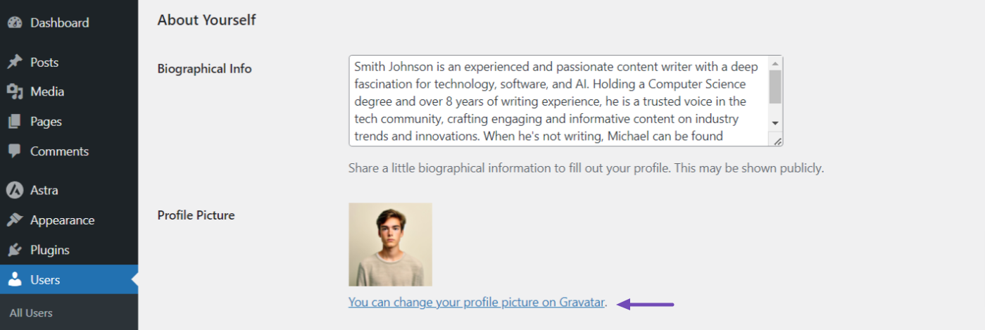 Setup your author bio and profile picture 