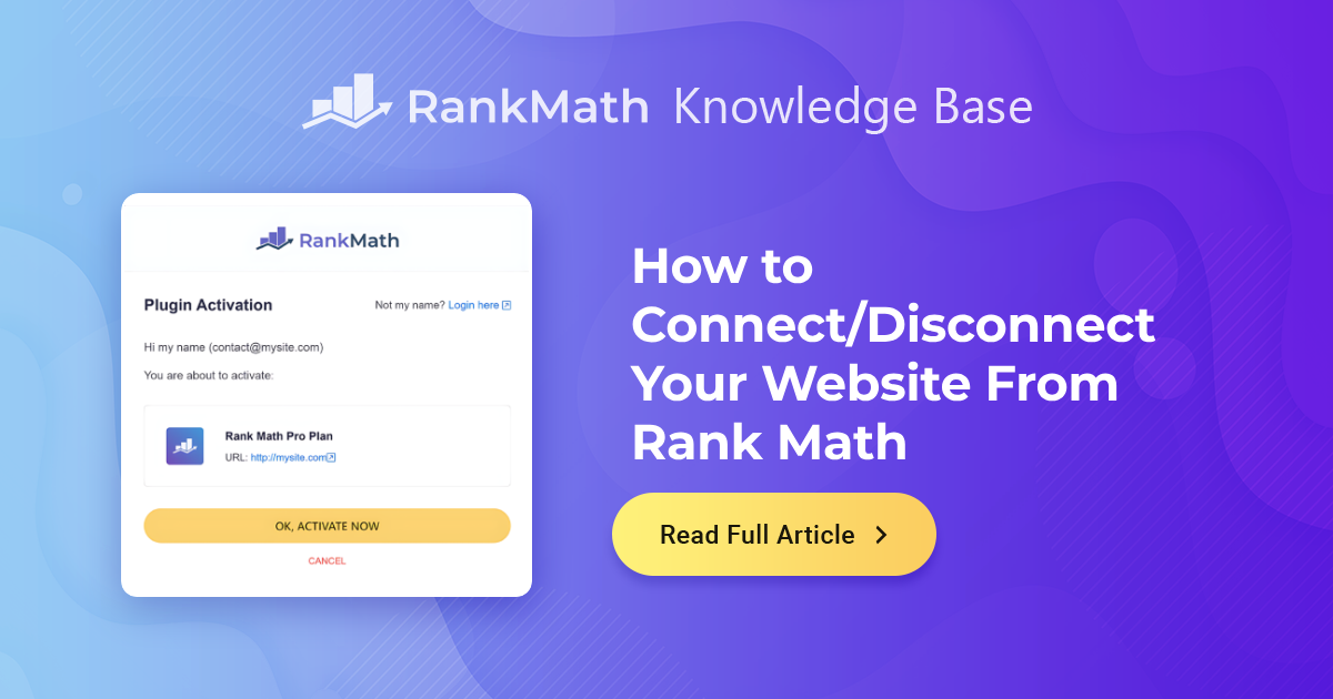 How to Connect/Disconnect Your Website From Rank Math
