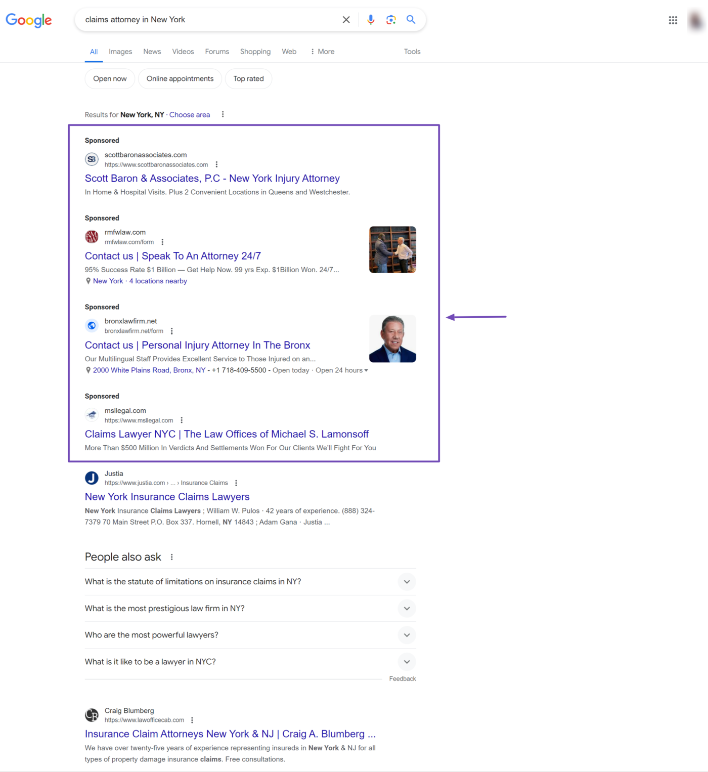  Sample of a Search ad on Google search results pages