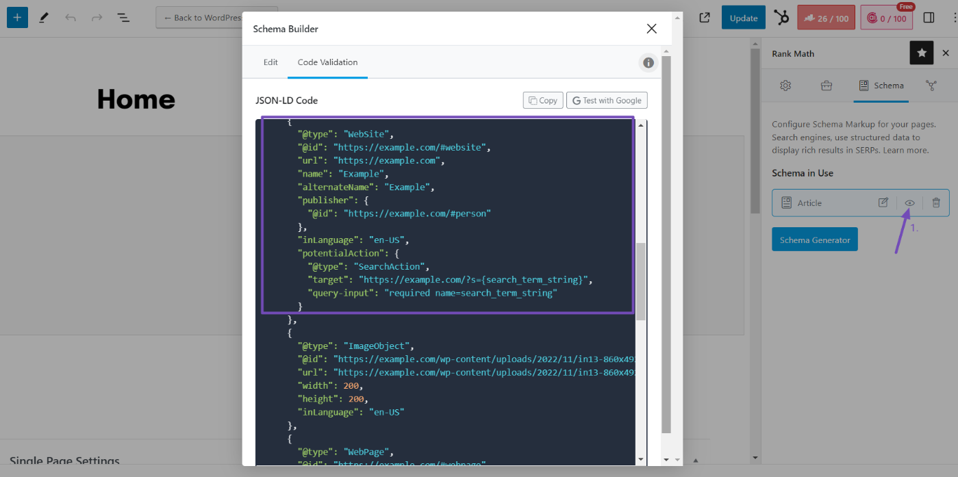 The WebSite Schema JSON-LD Code