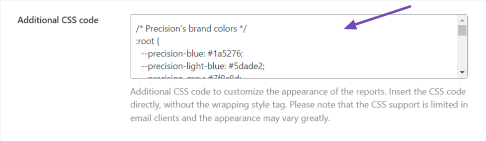 Additional css code option