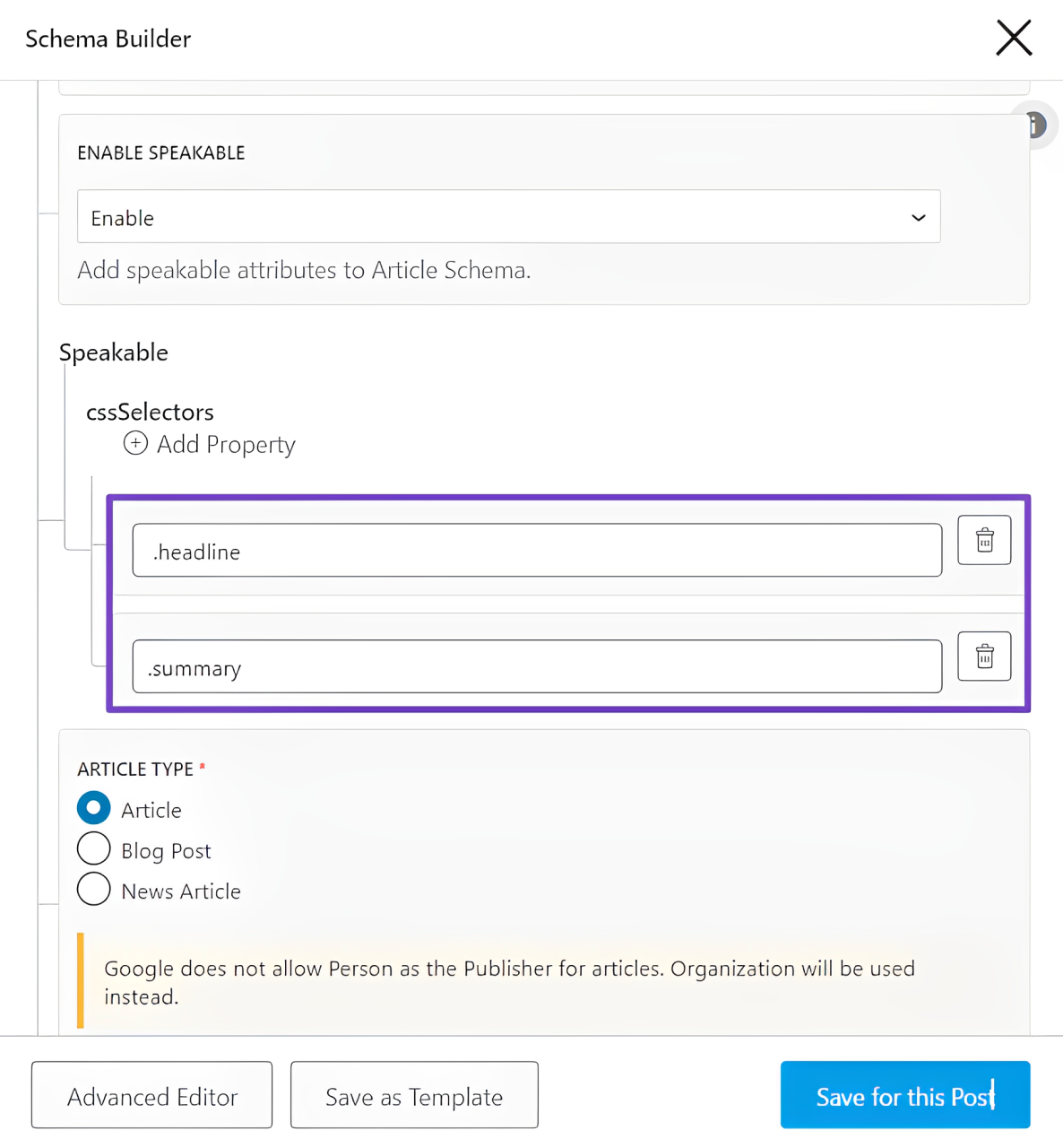 Speakable Schema in Rank Math