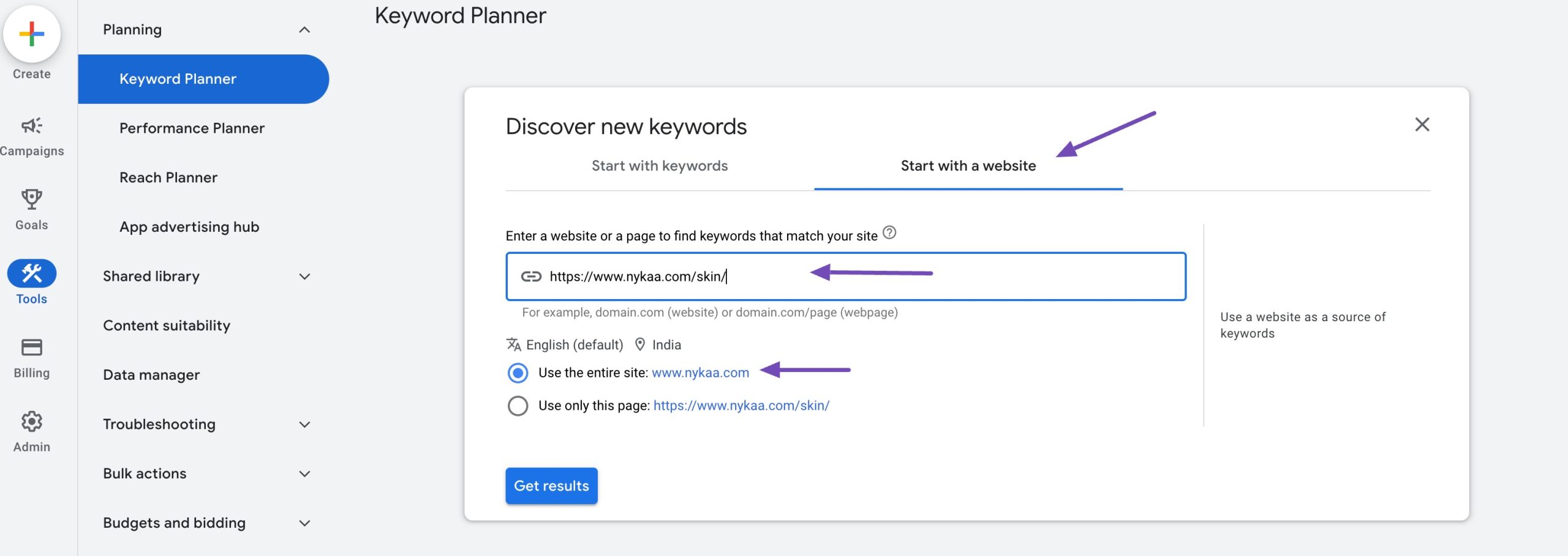 discover competitor keywords for a website