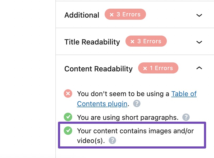 Rank Math content readability test