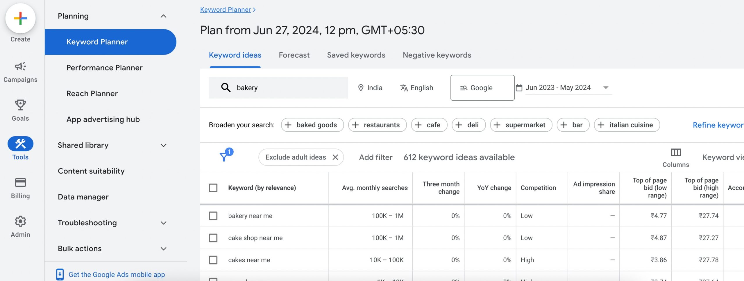 find local keywords using Google Keyword Planner