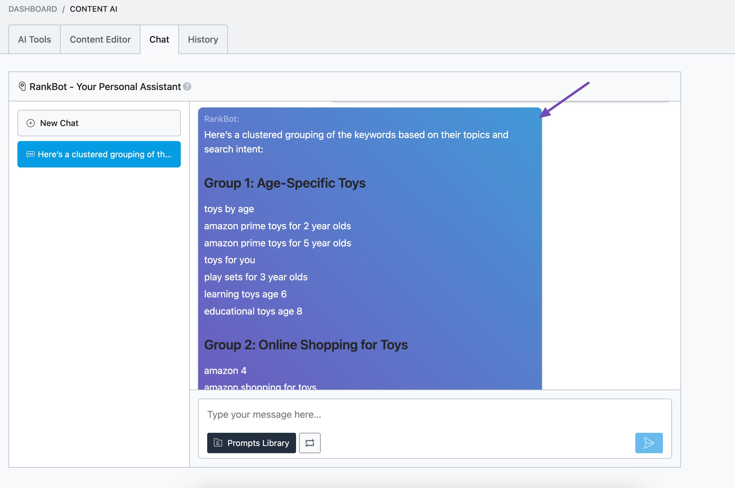 Keyword Clusters in RankBot