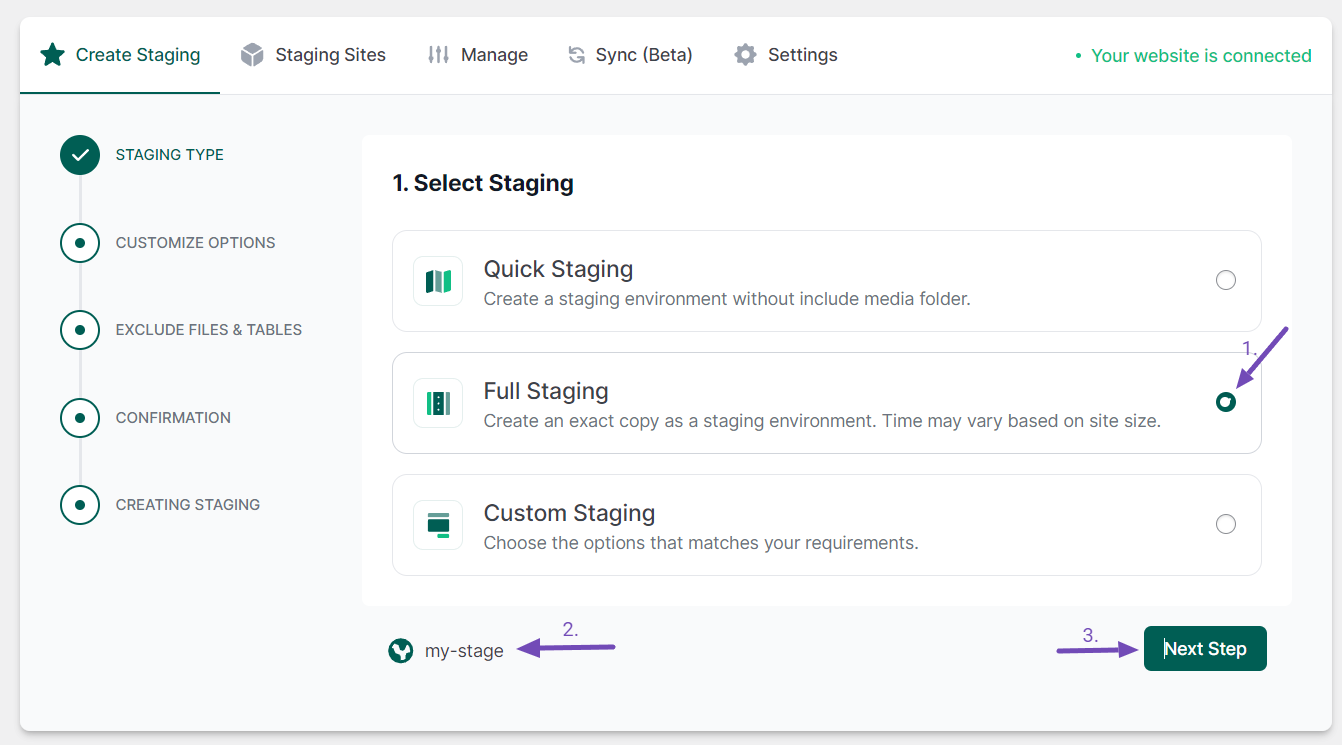 Choose Staging type