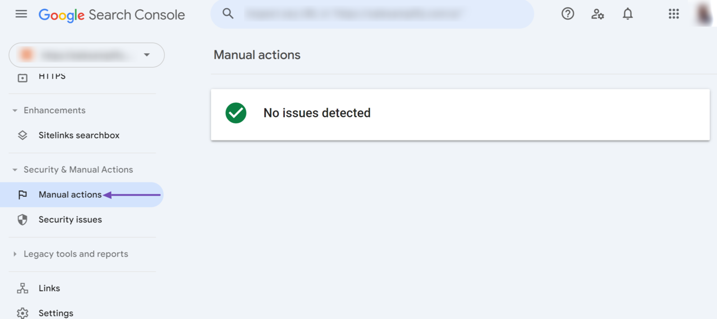 Overview of the manual actions report in Google Search Console