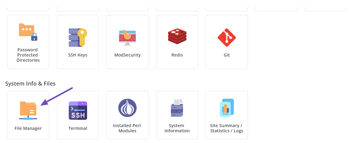 The File Manager option in cPanel