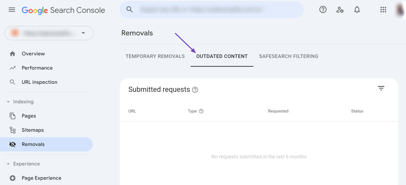 The Outdated Content report in Google Search Console