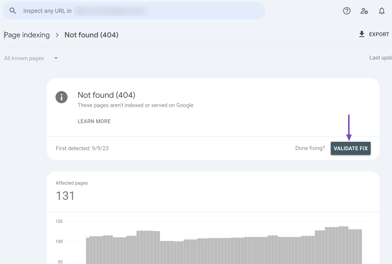 Validating error fixes in Google Search Console