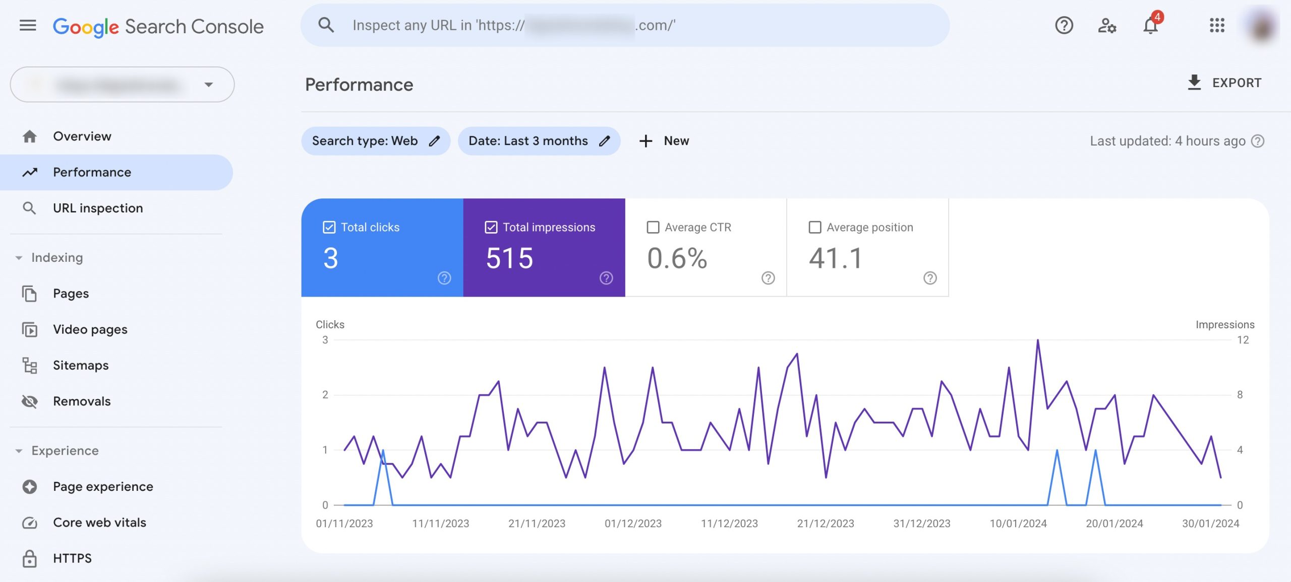 Google Search Console dashboard