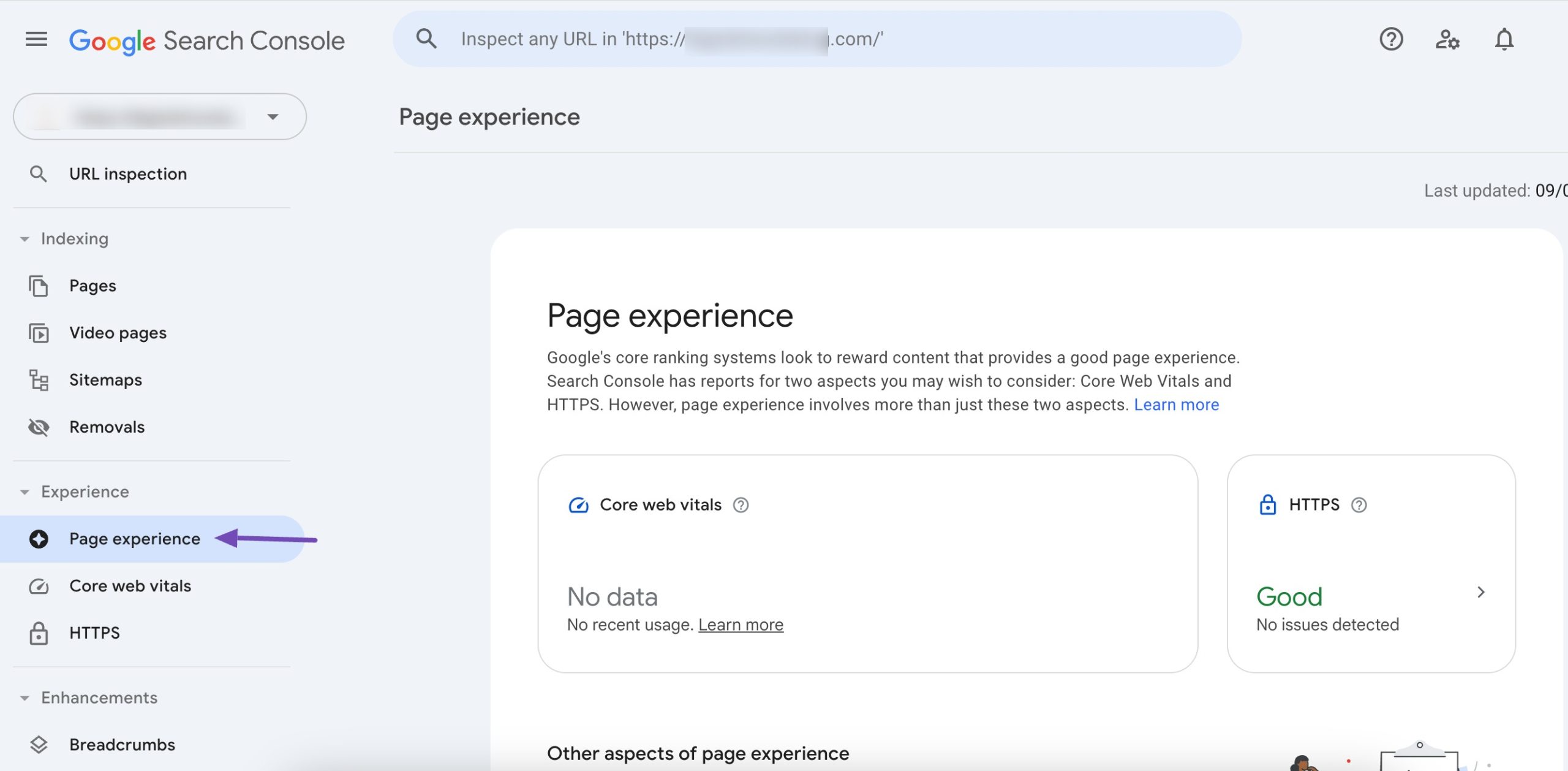 Page Experience in Google Search Console