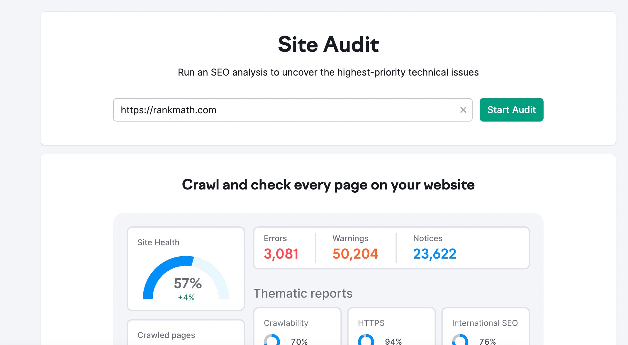 Semrush Site Audit tool