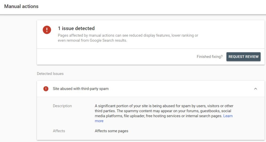 Site Abused with Third-Party Spam in Google Search Console