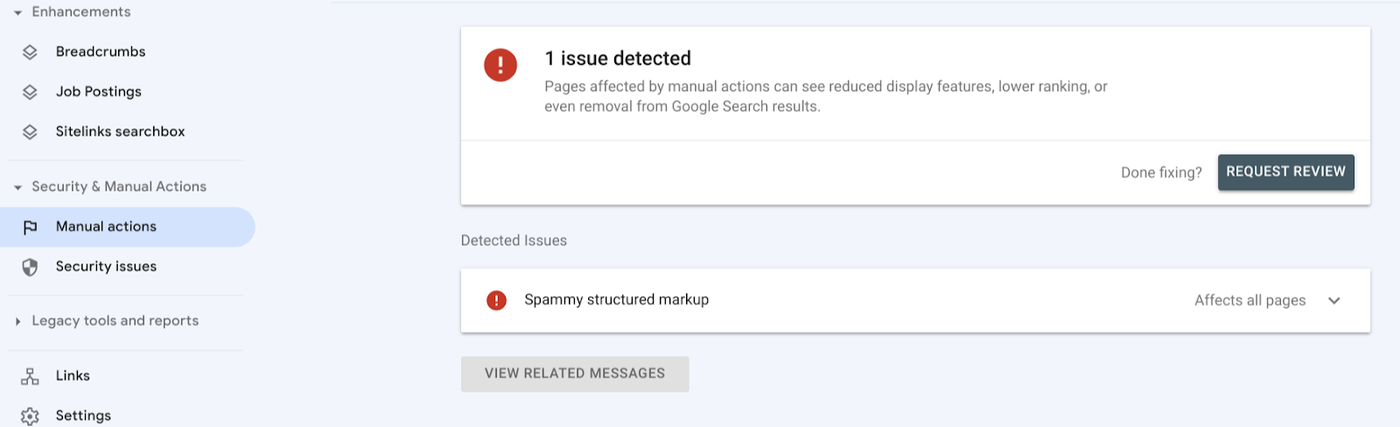 Spammy Structured Data penalty in Google Search Console