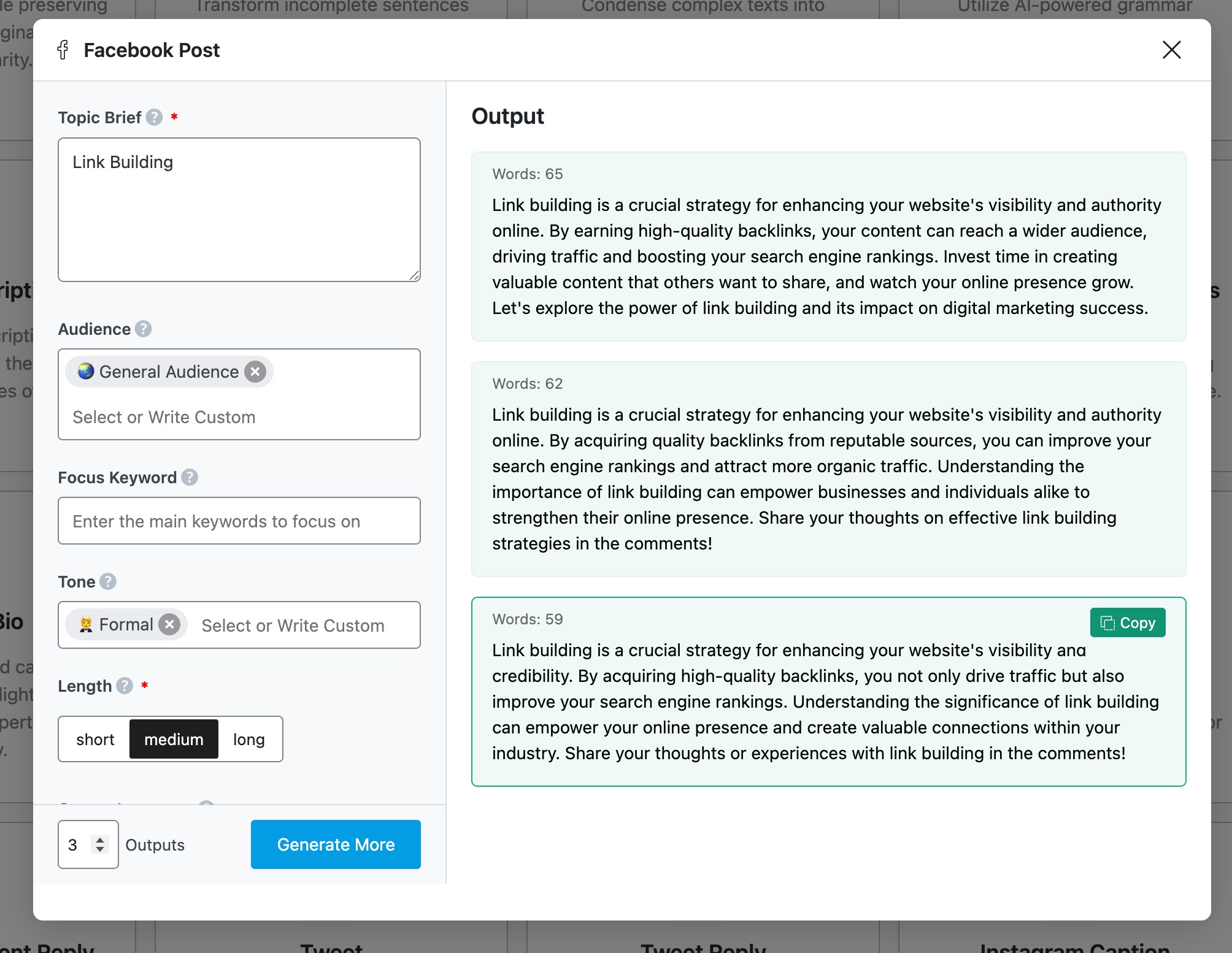 Facebook Post example