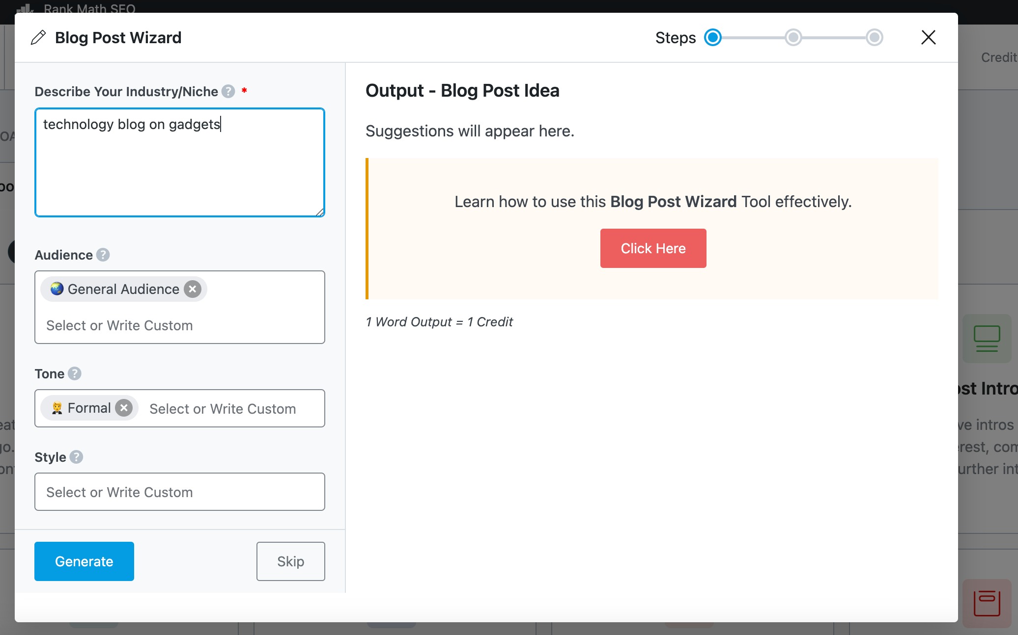 Add the required fields to generate a title