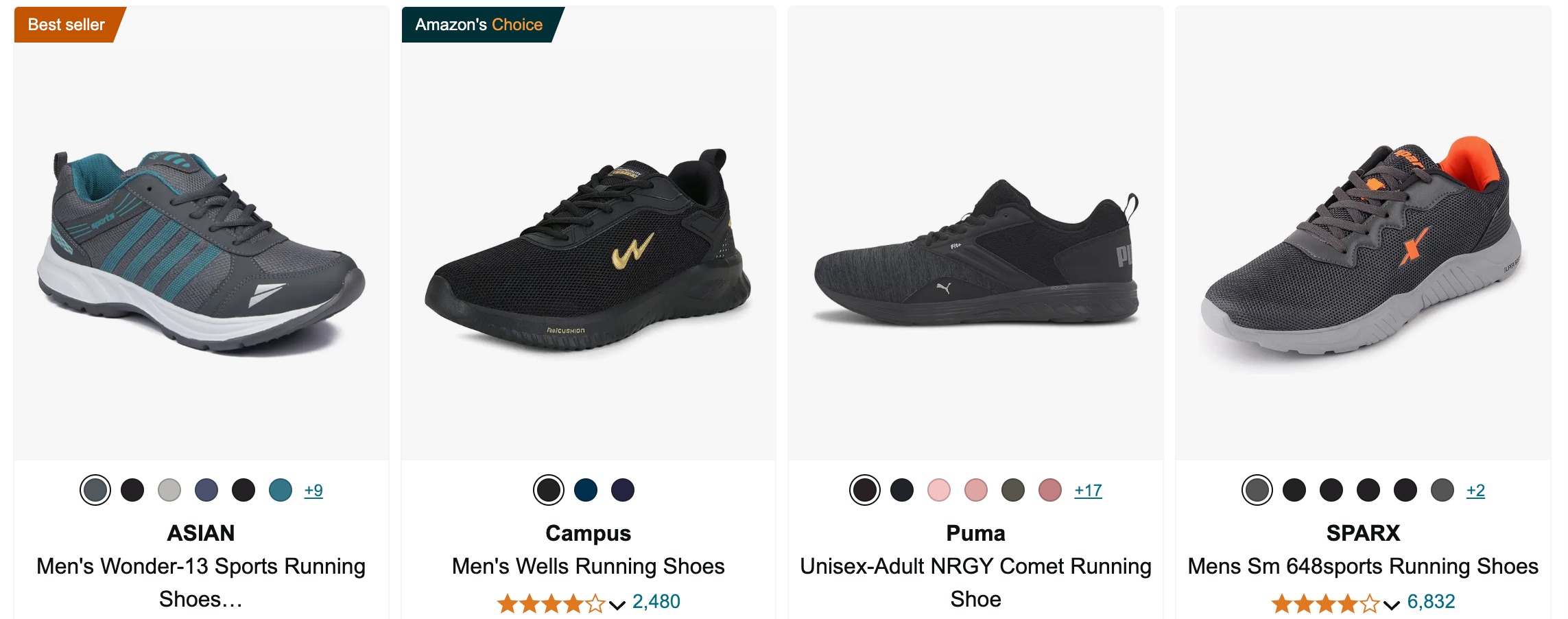 Running shoe keyword example on website