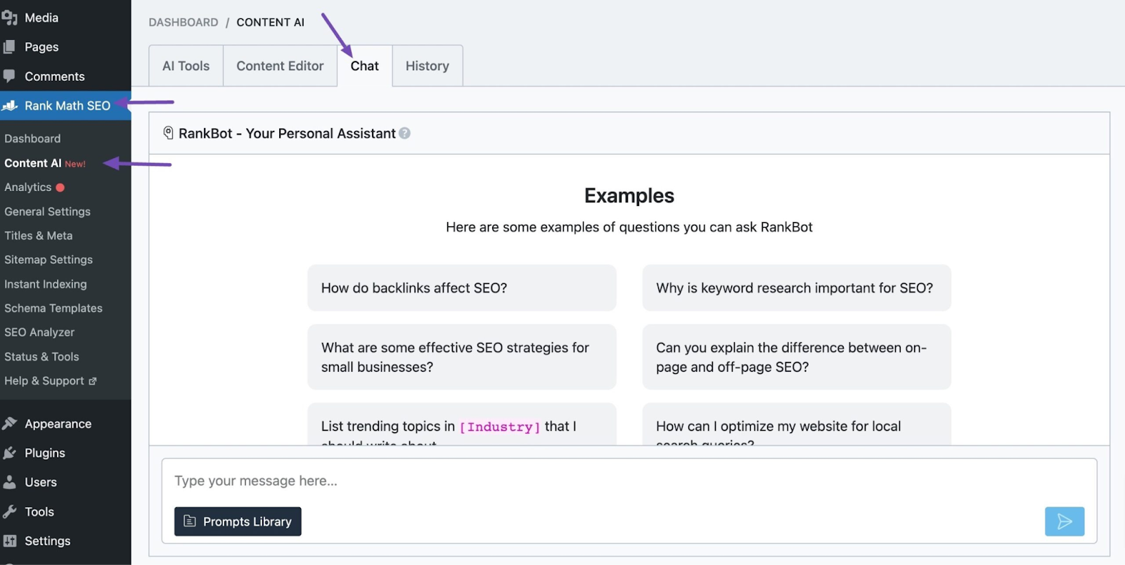 Accessing RankBot via Content AI