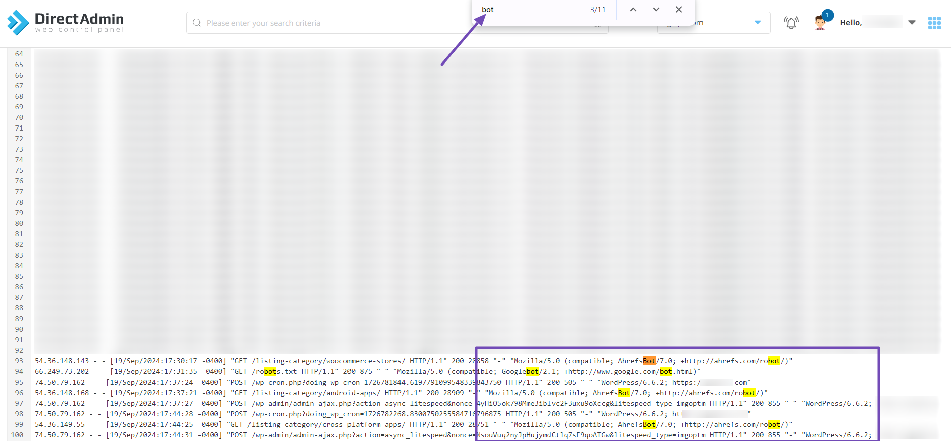 Detect bot traffics from your website server logs