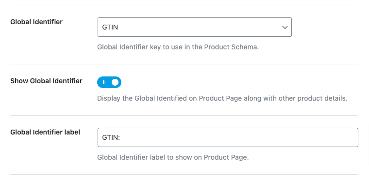 GTIN settings in Rank Math