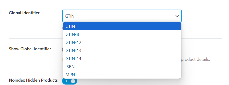 Global Identifier tag in Rank Math WooCommerce settings